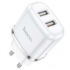 Tinklo įkroviklis 220V 2xUSB 2.4A baltas (white) Hoco N4 